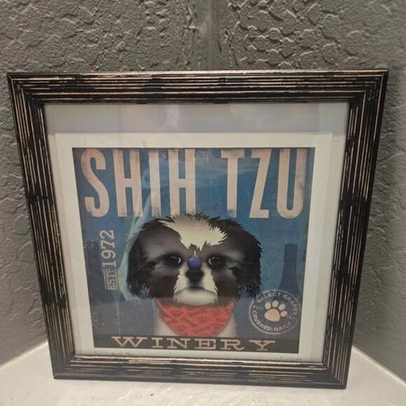 Shih Tzu Winery Framed 12" X 12" - Picture 1 of 5